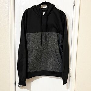 Smith & Mills Black Gray Fleece Hoodie Sweatshirt Popover Cozy Lounge Large